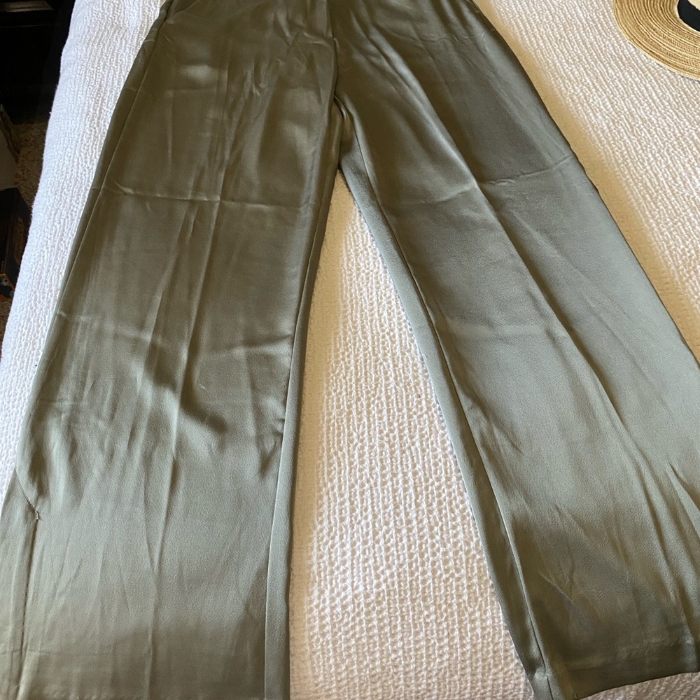 Olive Green Wide-Leg Pants